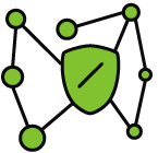 Icona: scudo da cui parte una rete di connessioni
